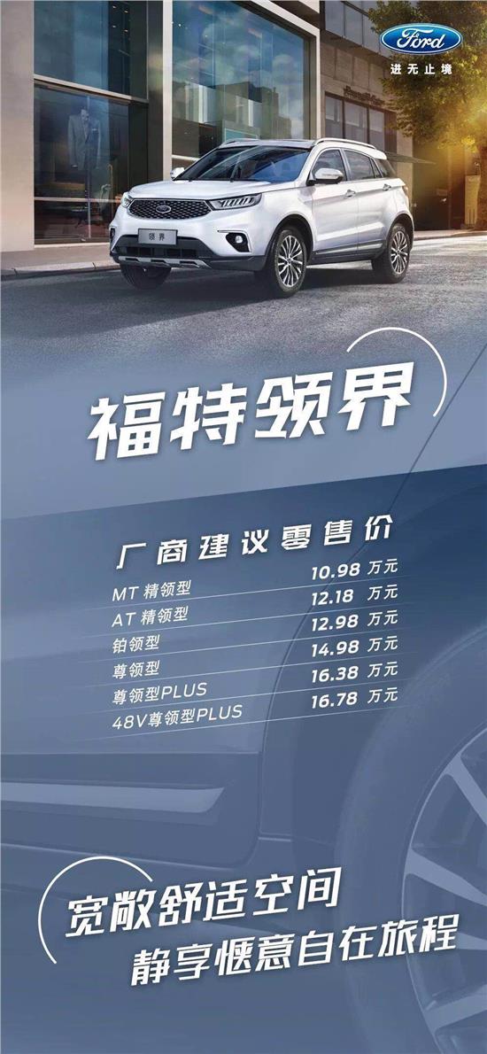 10.98萬元起，福特領界震撼上市